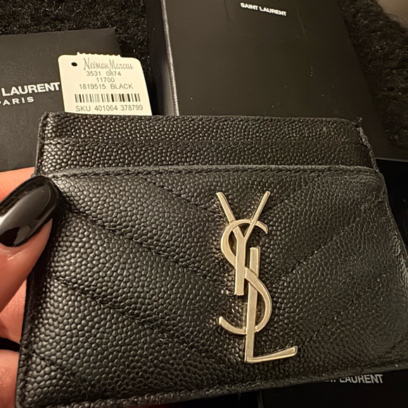 Saint Laurent Textured Black Card Holder - Picture 3 of 7